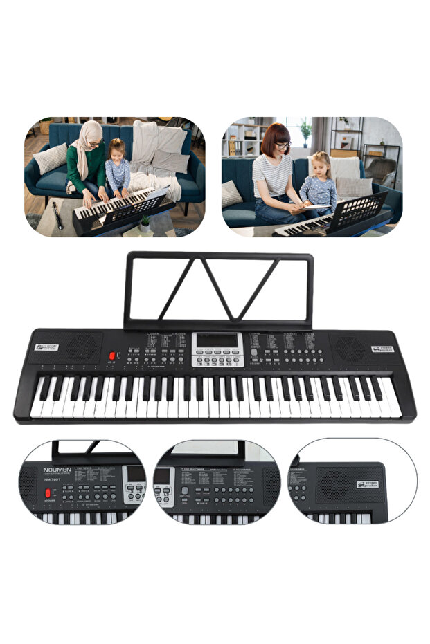 MultiZone Mikrofonlu Piyano Org 61 Tuşlu Elektronik Taşınabilir Adaptör Ritimli Demolu Keyboard