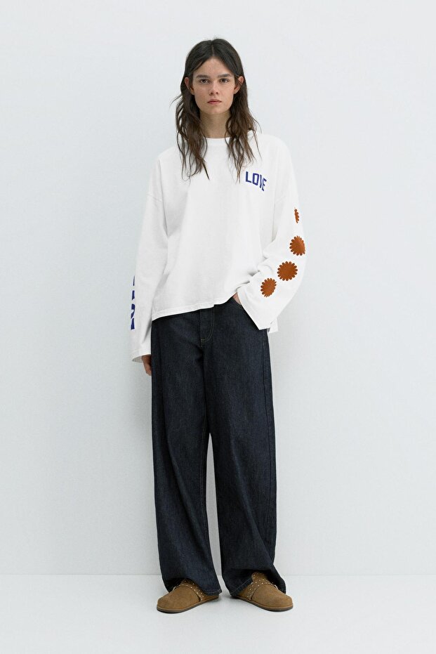 Love grafik baskılı t-shirt - 4