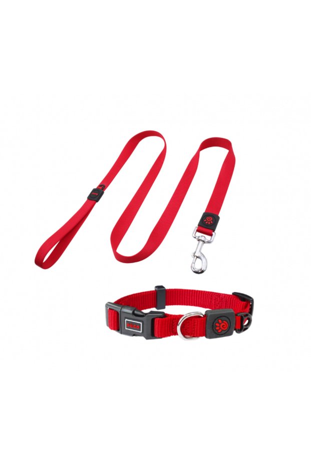 ¬Æ Signature Nylon Collar+Nylon Leash - 4ft (DCSN002+1048)[Color - Maroon, Size - L]