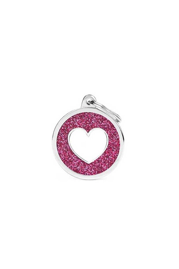 CERCHIO GRANDE CUORE BIANCO GLITTER ROSA