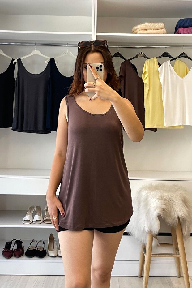 Basic Undershirt-Coffee Brown - 2