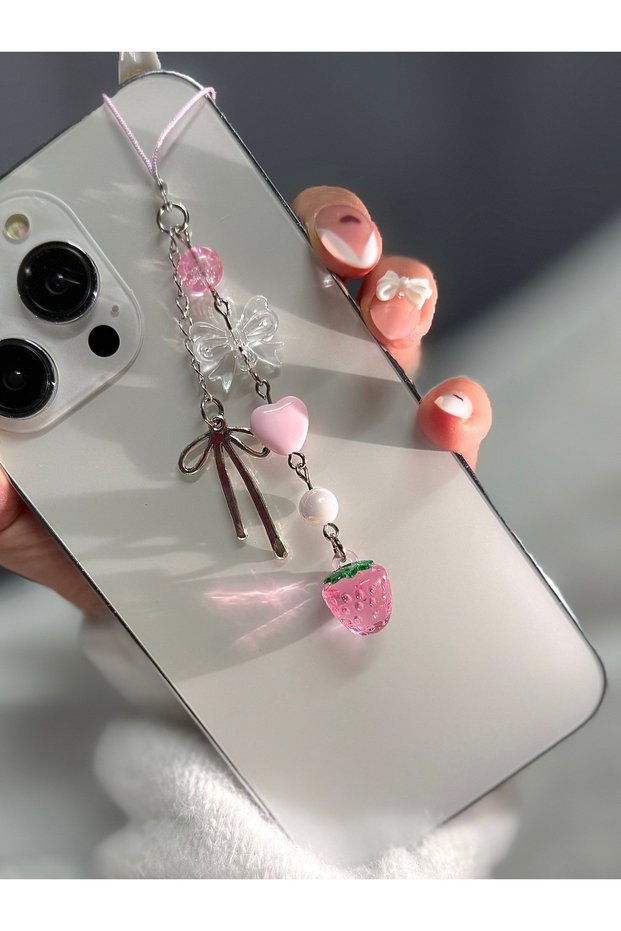 Strawberry Figured Phone Charm | Y2K Kawaii Pink Charm – Aesthetic Phone & Bag Accessory