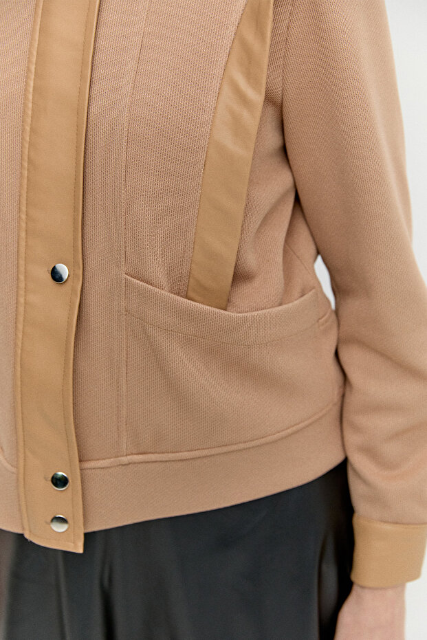 Yüksek Yakalı Örme Ceket - 5