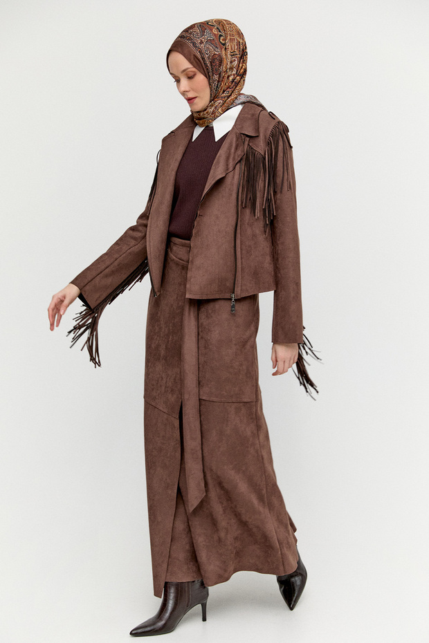 Süet Görünümlü Anvelop Etek - 2