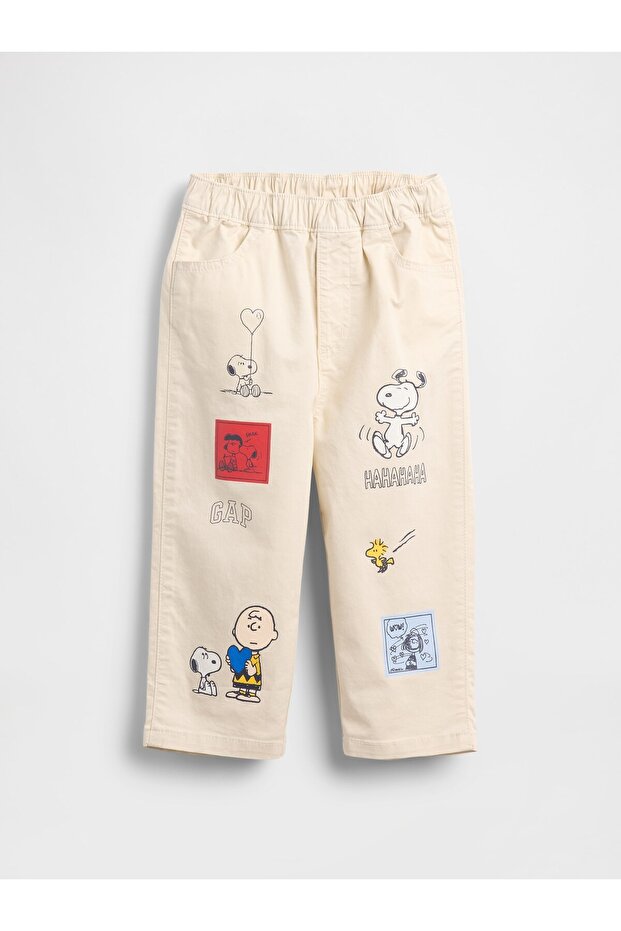 Erkek Bebek Krem Peanuts Pull-On Barrel Pantolon - 5