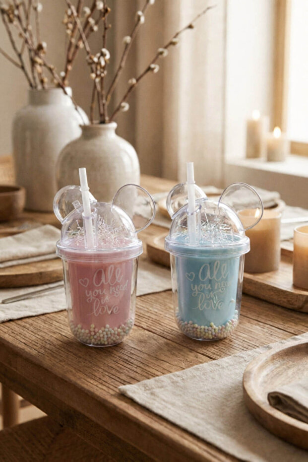 Beaded Double Layered Cup and Flask with Straw and Lid | Bpa Free Cold Drink and Coffee Cup
