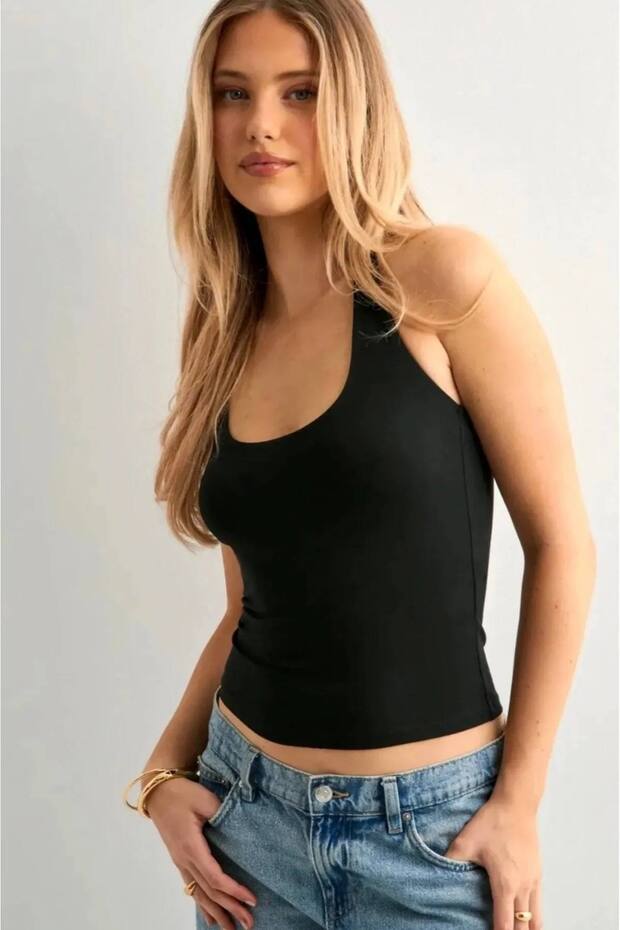 Γυναικεία μπλούζα Halter Collar Backless ελαστικό ύφασμα Basic - 2