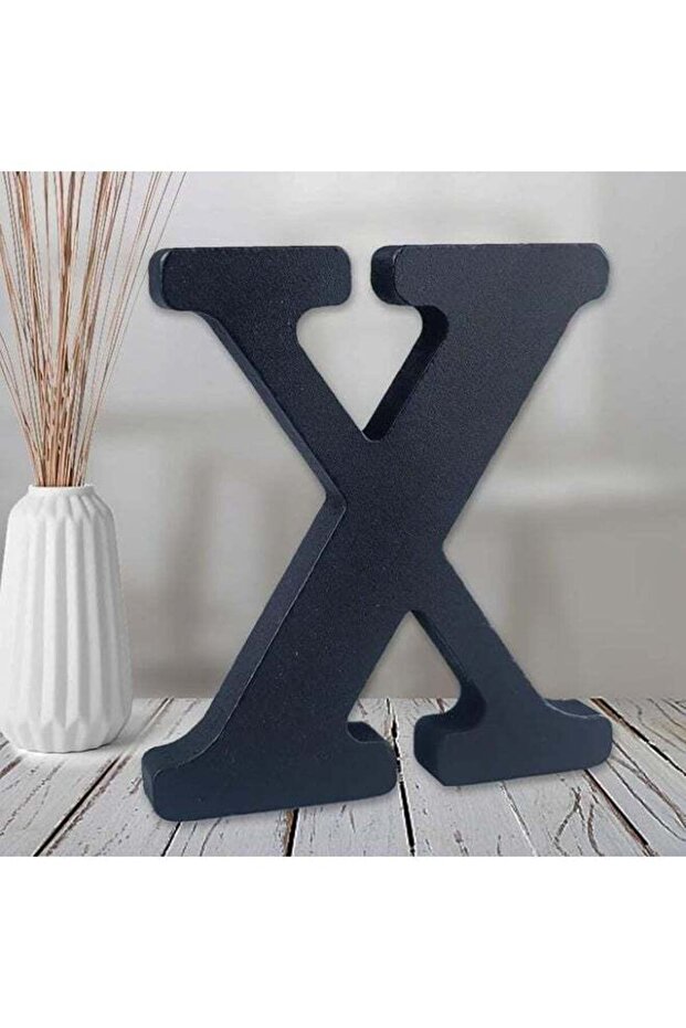 Wooden Free Standing Decorative Letter Slices - Black - 6inches (X)