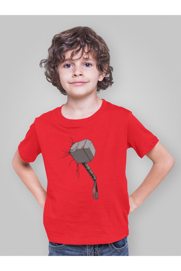 Hammer Printed Cotton Crewneck Short Sleeve T-Shirt for Boys
