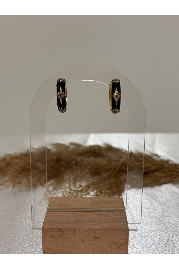 Mineli Halka Çelik Küpe - 2