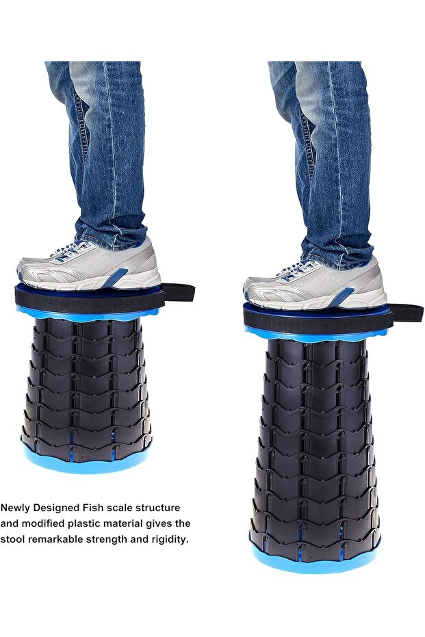 Portable Telescopic folding Camping Stool. Adjustable Height Lightweight - 2