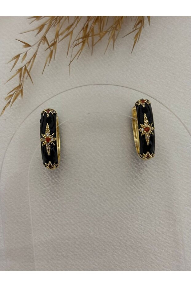 Mineli Halka Çelik Küpe - 3