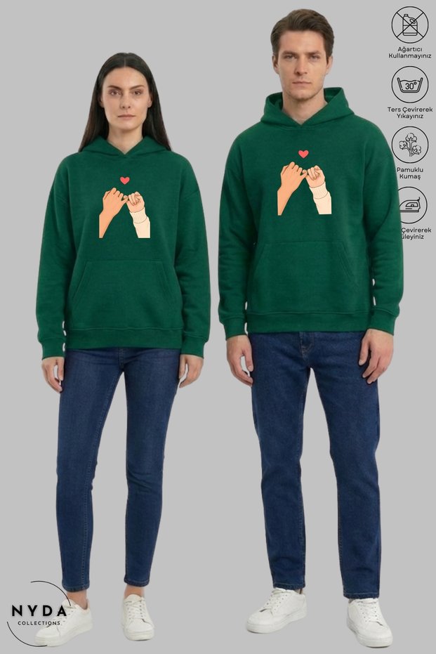 Dear Couple Combination Promise Sign B Printed Hoodie K Hooded Ş Fleece-Lined O Oversized Sweatshirt Set of 2