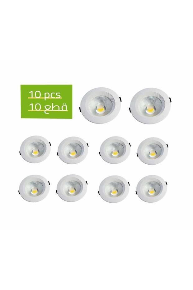 مصباح سبوت لايت داخلي للسقف 10x10 سم 10 واط LED COB أصفر 10 قطع حزمة 3000 كلفن ضوء أصفر دافئ 220 فولت