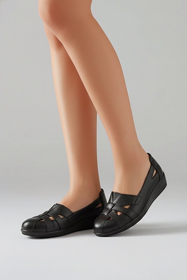 Vanesa-H 48203 Black Leather Comfort Women's Shoes
