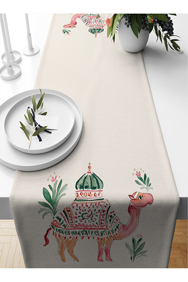 مفرش طاولة بطبعة رقمية من مجموعة رمضان، مقاس 140×40 سم