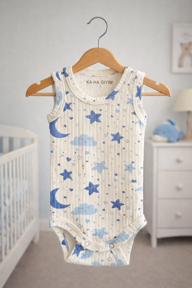 100% Cotton / Starry / Snap-Fastener Baby Bodysuit / Cotton Baby Undershirt / Baby Snap-Fastener / Organic