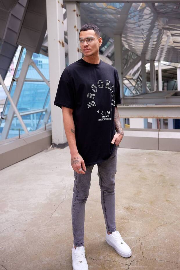 BASKILI OVERSİZE T-SHİRT - 6