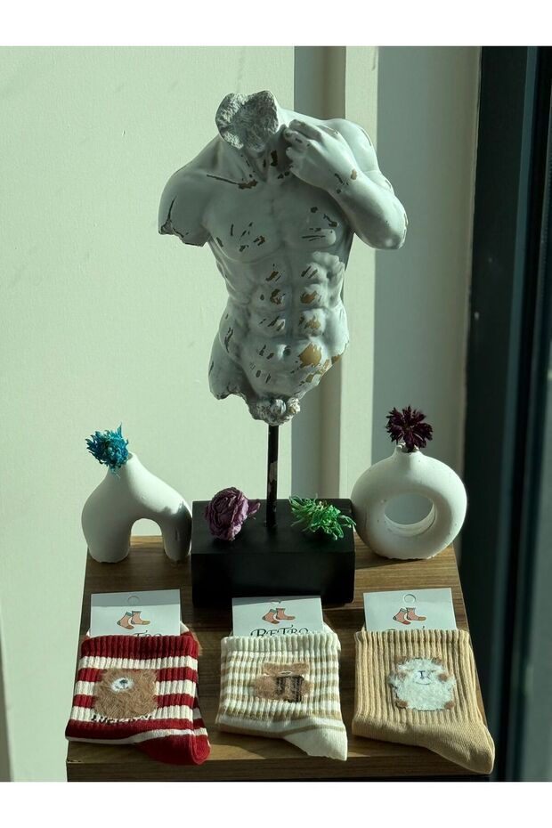 Desenli Ayıcıklı Çorap 4'lü