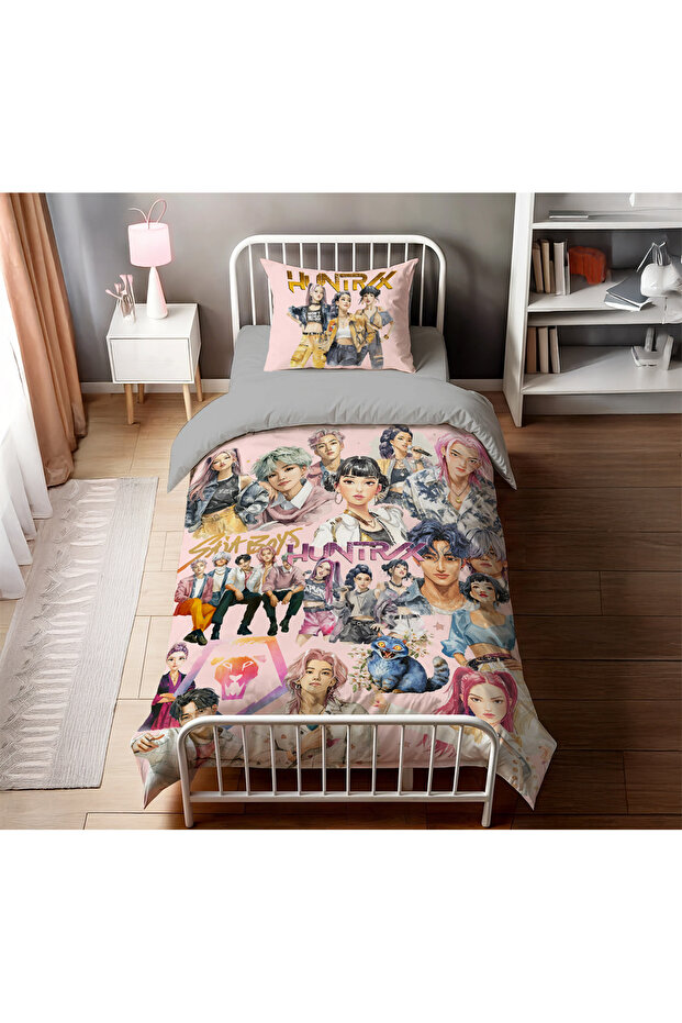 Gift Duvet Cover Huntix K-Pop Themed Single Duvet Cover Set Bed Sheet Leaky