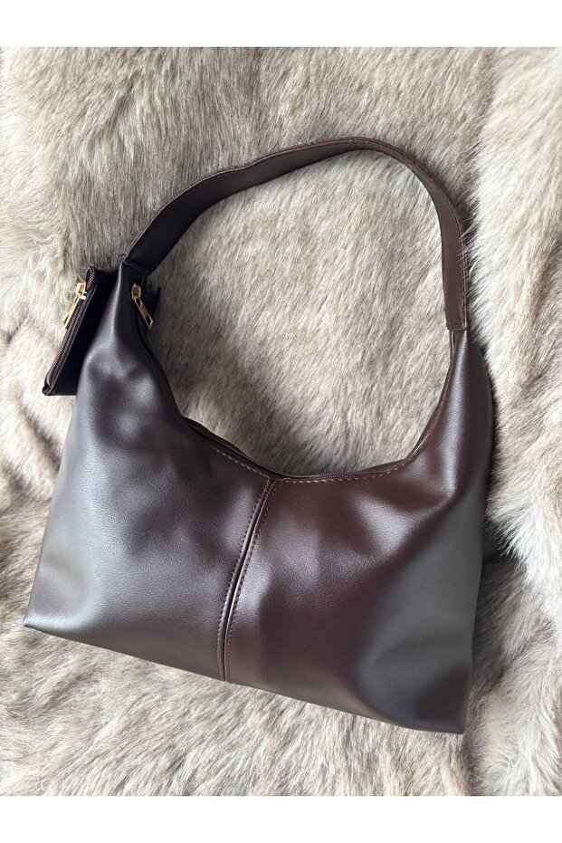 Women's Shoulder Bag with Wallet Accessories Soft Leather Baguette Bag