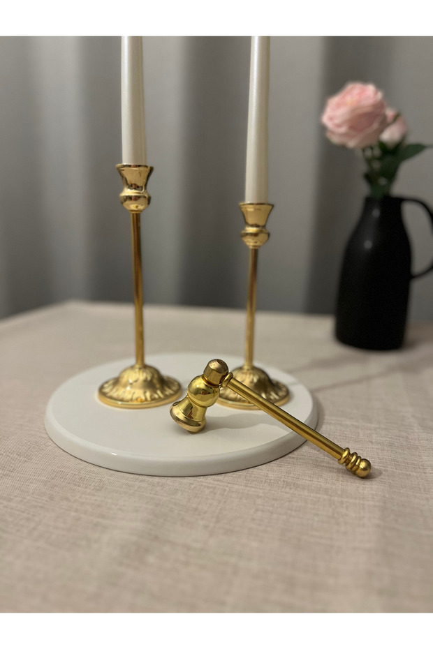 RUSTİK GOLD 2'Lİ ŞAMDAN & MUM SÖNDÜRÜCÜ SETİ - 3