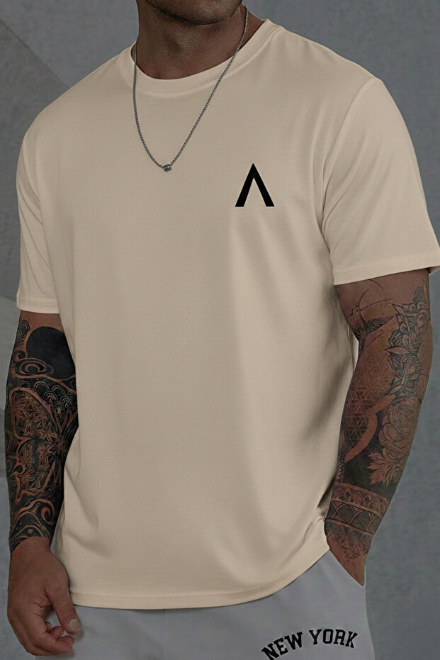 تي شيرت عادي أساسي مطبوع - 1