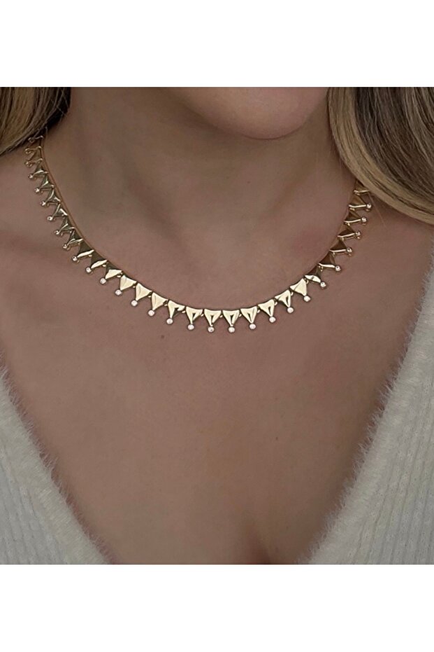 Rodyum Kaplama Piramit Kolye - 2