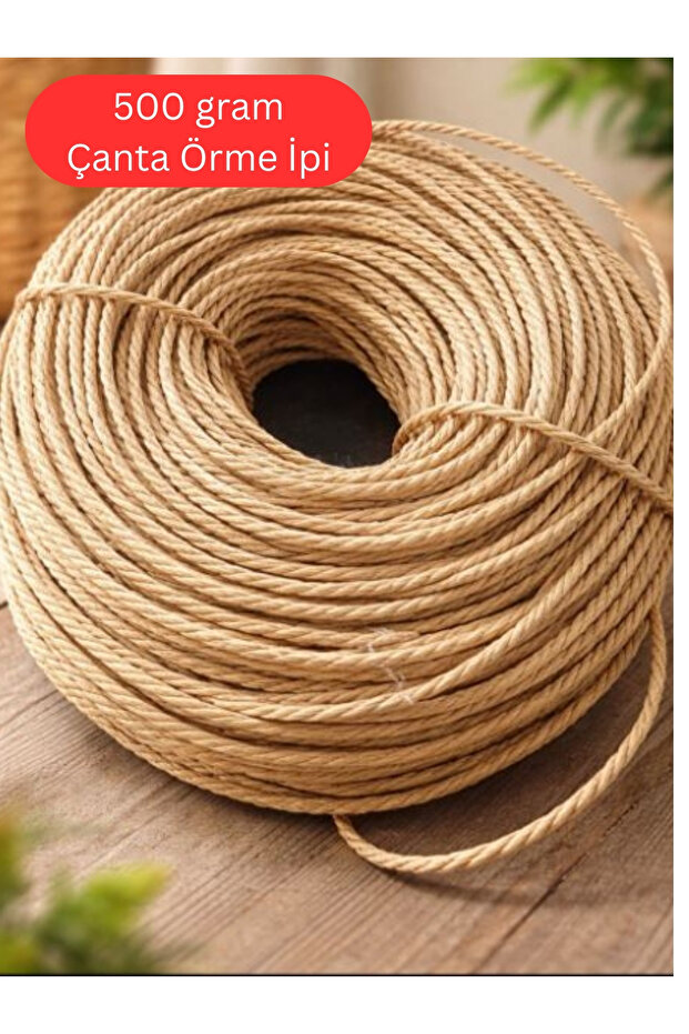 Kraft Rope, 500 Grams, Natural Twisted Raffia Rope, Bag Basket Compatible, Bag Making Rope, Natural Straw