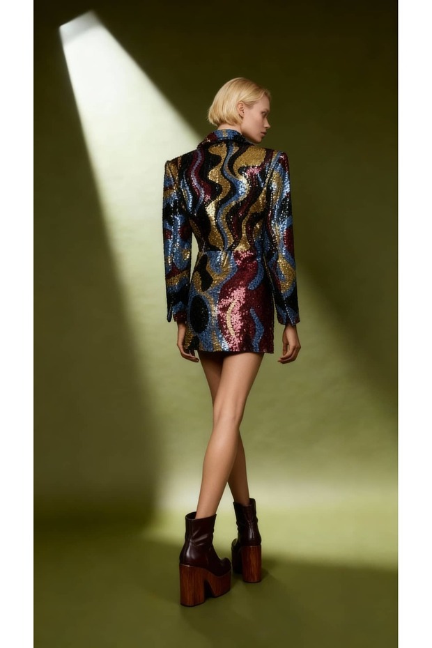 Disco Night Pullu Blazer Elbise - 2