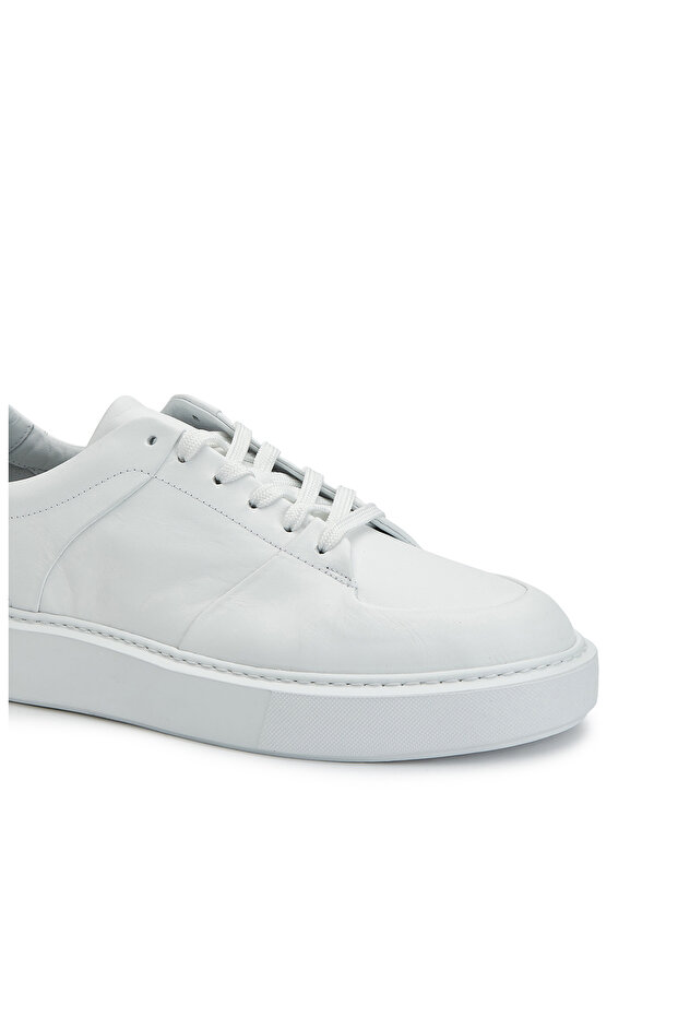 Beyaz Erkek Deri Sneaker - 6