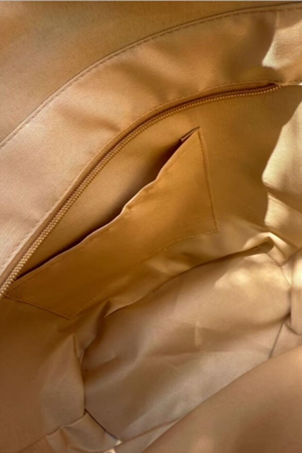 Camel ve Bej Hasır Çanta-STD - 3