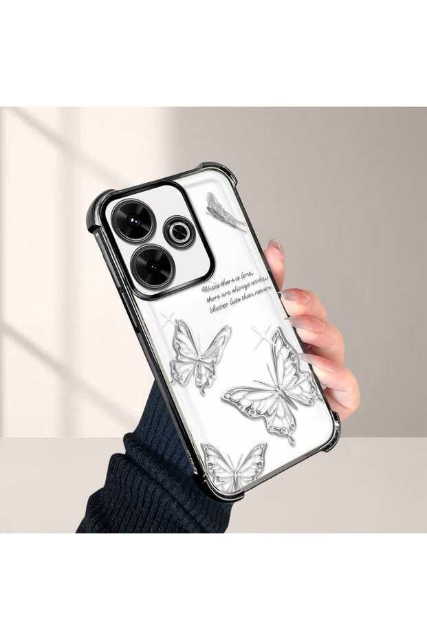 حافظة هاتف ريدمي 13 متوافقة مع تصميم مطبوع عليه فراشات، مقاومة للصدمات