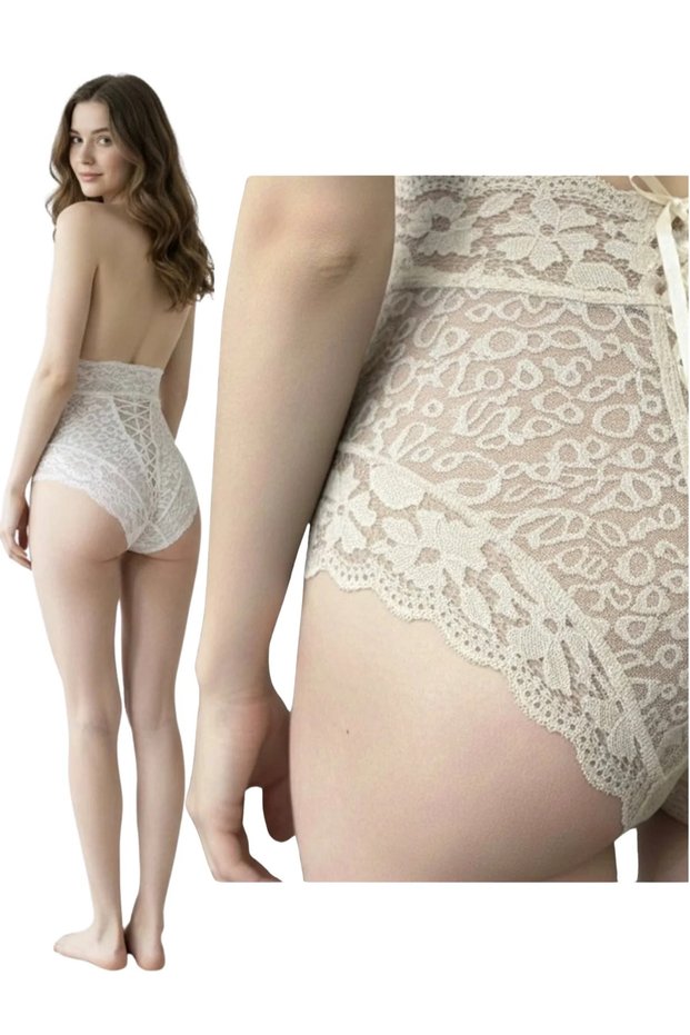 Casual Abdominal Waist Lifting Underwear Elegant Very Stylish Flexible Comfortable Lace Ecru Women's High Waist Venus Panties