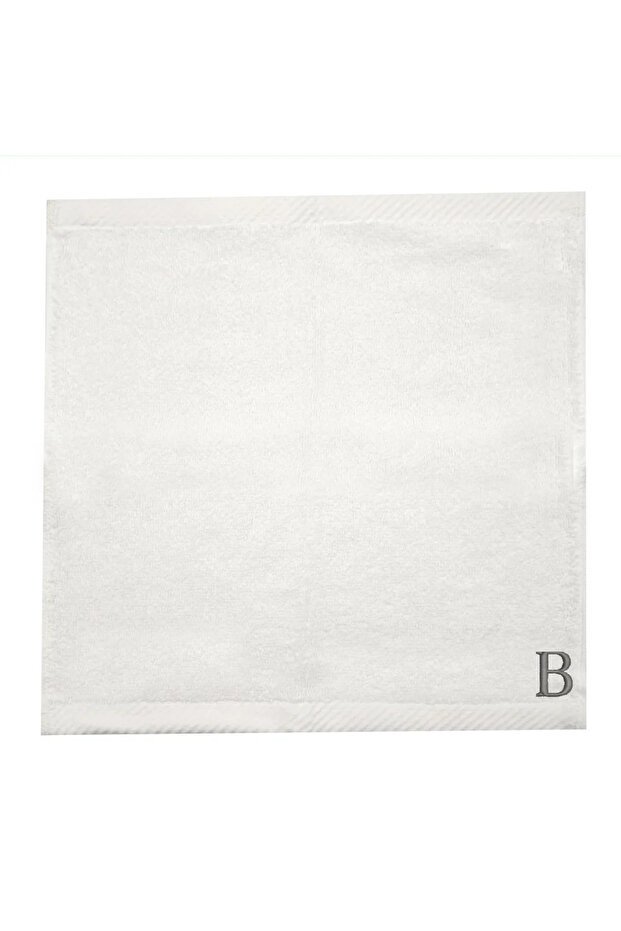Monogrammed Letter "B" FaceTowel Silver Thread Cotton Personalised Letter