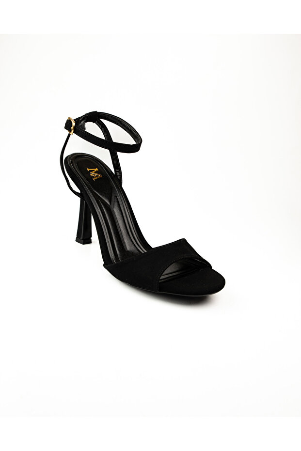 Moda Arena 1648 Black Satin Heeled Women's Evening Dress Shoes