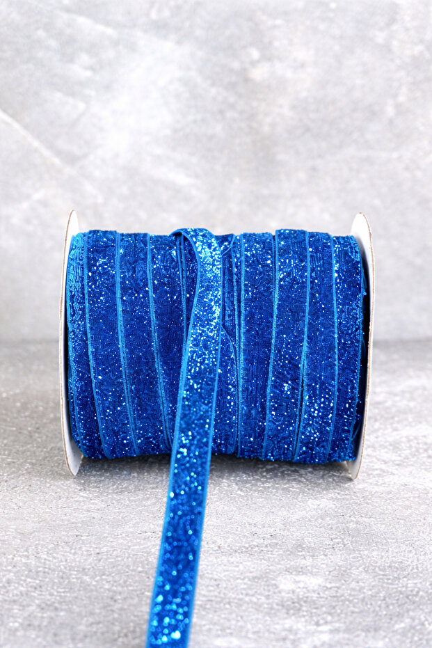 1 cm Velvet Decorative Ribbon 3 Meters (Blue)-1 cm Glitter Ribbon