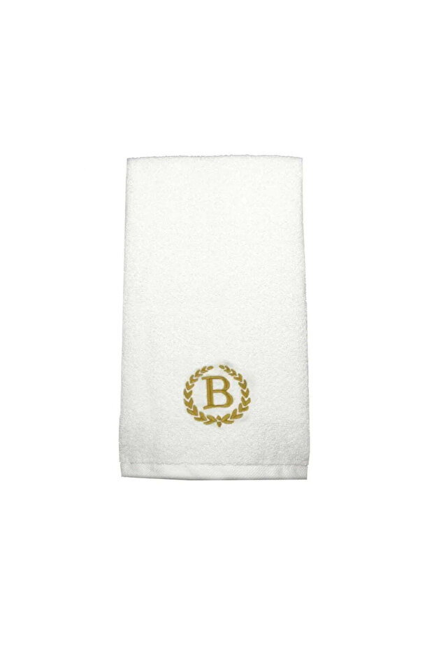 Monogrammed Letter "B" Hand Towel Gold Thread Cotton Personalised Letter