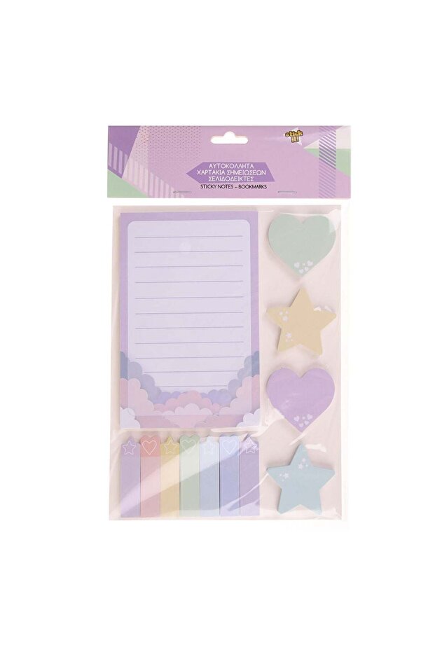 Pastel Sticky Notes Set with Rainbow Cloud Pattern - 480pcs - 1