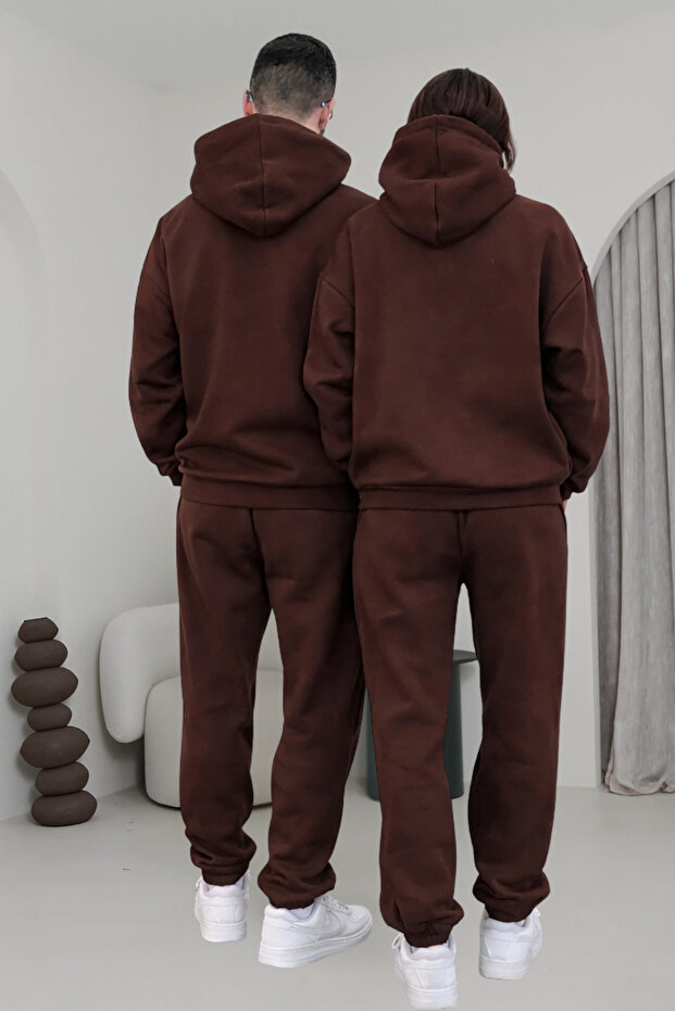 Çiftlere Özel Basic Oversize Kapşonlu Eşofman Takımı - 4