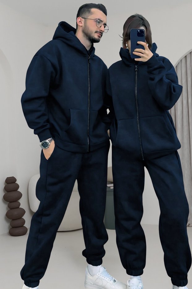 Çiftlere Özel Basic Oversize Kapşonlu Eşofman Takımı