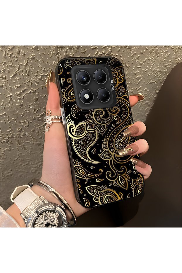 Silicone Edge Hard Back Anti Fall Phone Case Carving Pattern Compatible with Redmi Note 14 Pro 4g