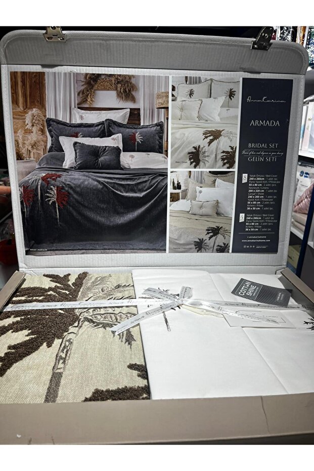 8 Piece Bride Set (Covered Bedding Set) Armada Beige