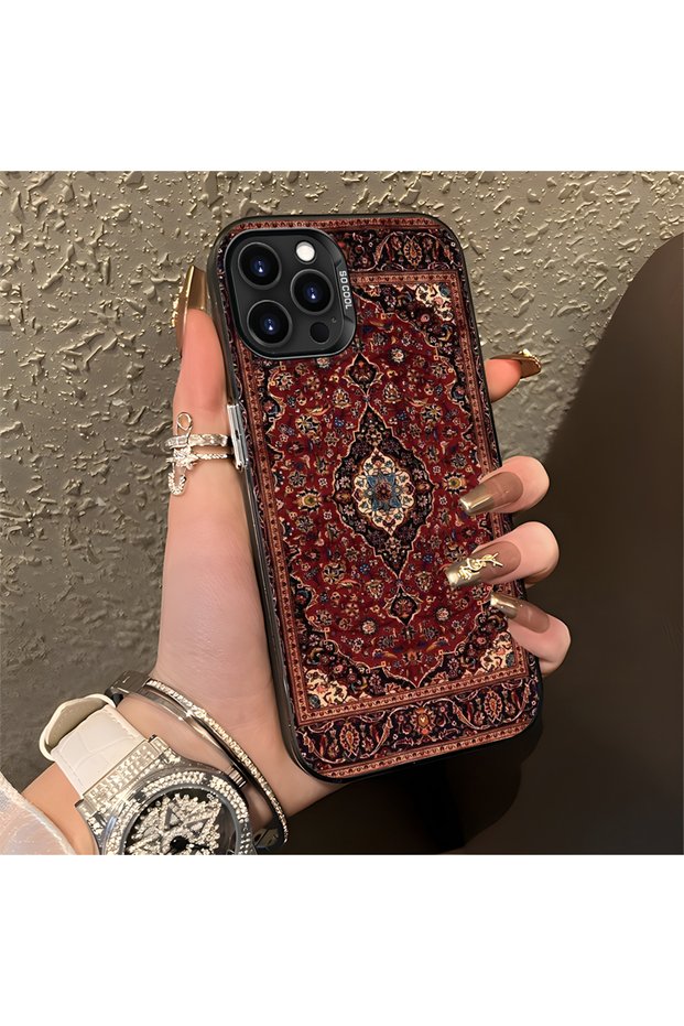 Silicone Edge Hard Back Anti Fall Phone Case Vintage Pattern Compatible with iPhone 14 Pro