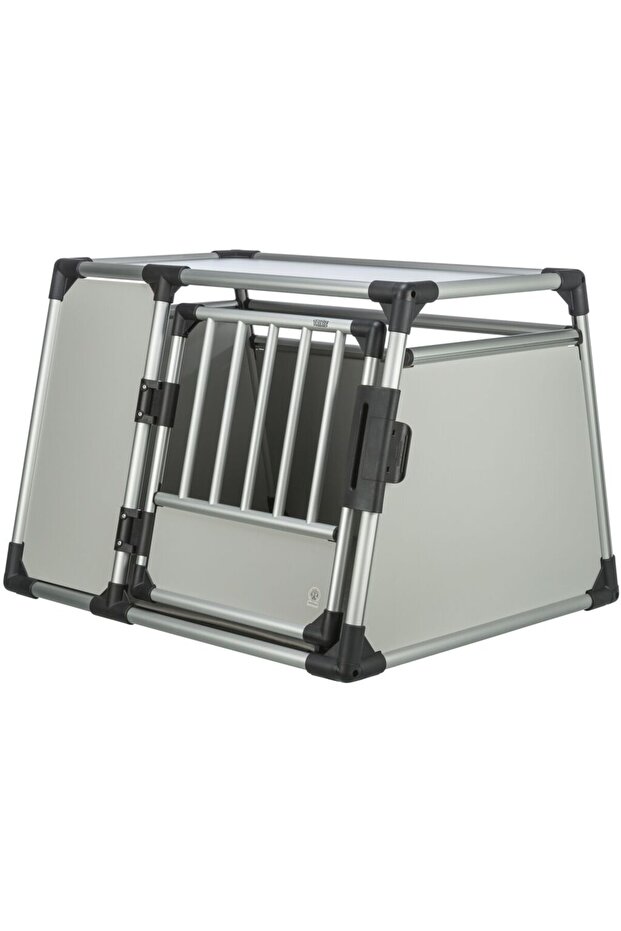 Aluminium Dog Transport Crate Box With Panel Door Light Grey