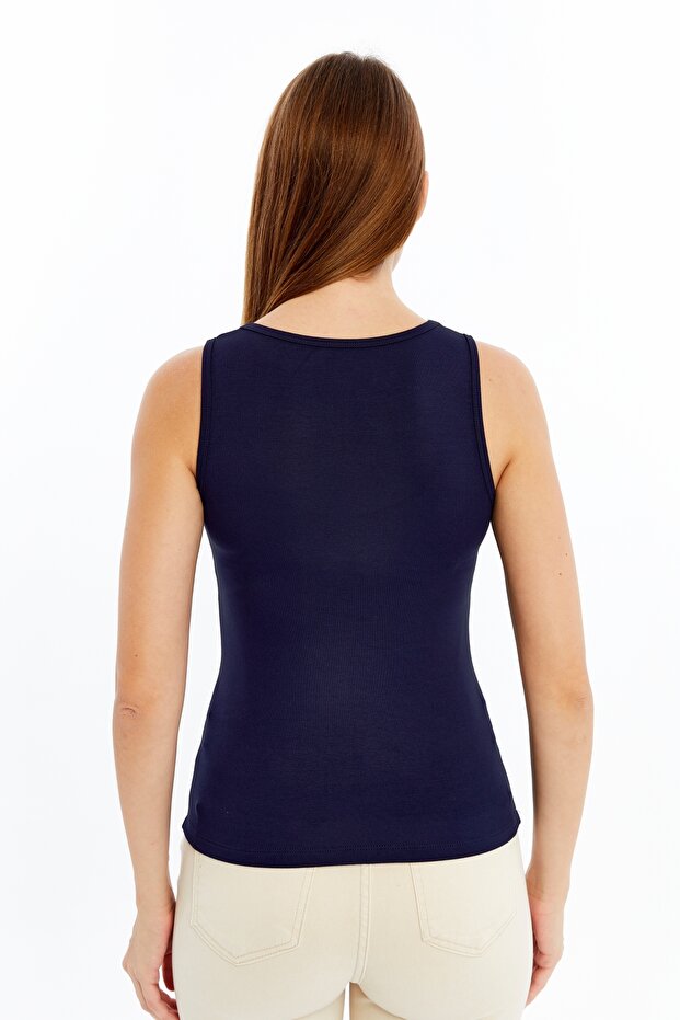 Kadın Lacivert Kalın Askılı Basic Atlet - 6