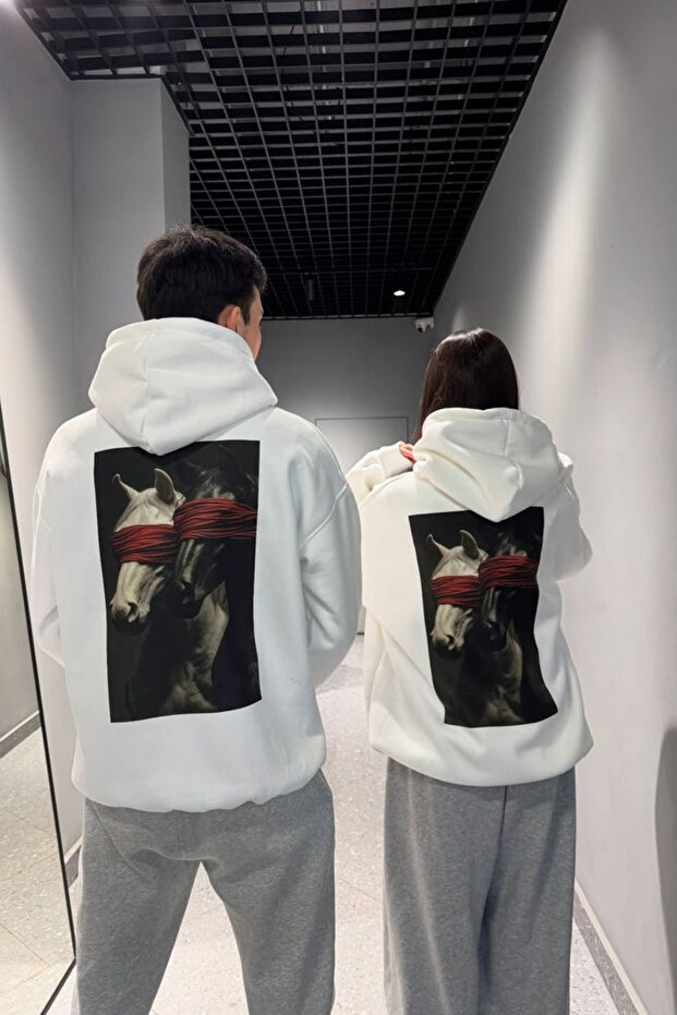 Couple Love Design Hooded Sweatshirt (Shipped as a Single Item)