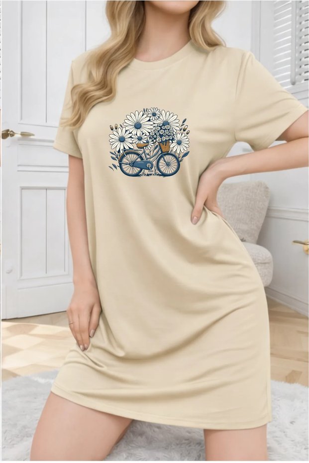 Plus Size Women's Short Sleeve Crew Neck T-Shirt Dress Nightgown