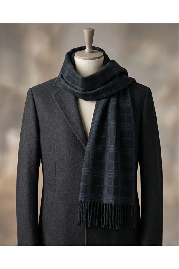 Checked pattern double-sided scarf - 4