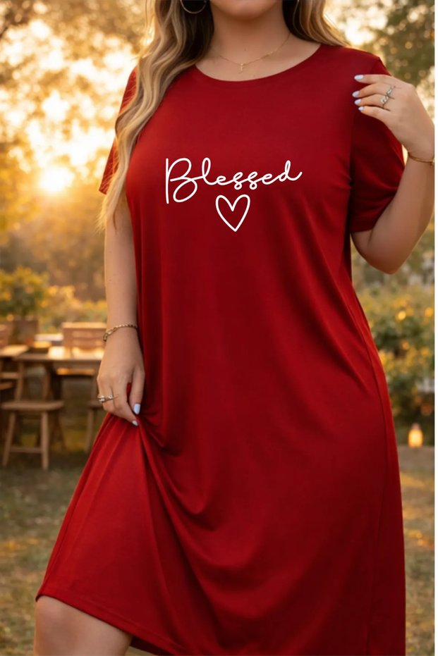 Women's Short Sleeve Crew Neck T-Shirt Dress Nightgown